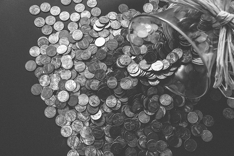 Coins representing the budget for new automation